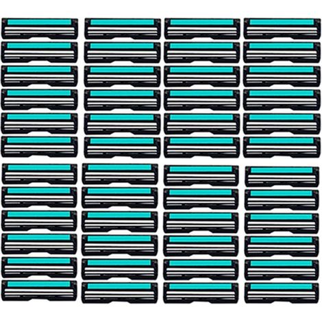 【Lames Double Couche】Manuel Rechargeable - Compatible Multi-Systèmes（48 Lames） - Hydratation Aloe Vera & Poignée Ergonomique