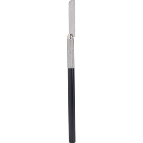 Mini scie à main en acier avec poignée ergonomique et 2 lames, idéale pour le bricolage, le modélisme et le travail du bois. (1/5)