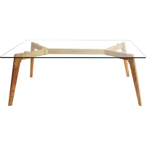 The Home Deco Factory – Table basse rectangulaire en verre et bois – 4 pieds élégants – Design moderne pour salon – Dimensions optimales pour petits espaces (1/8)