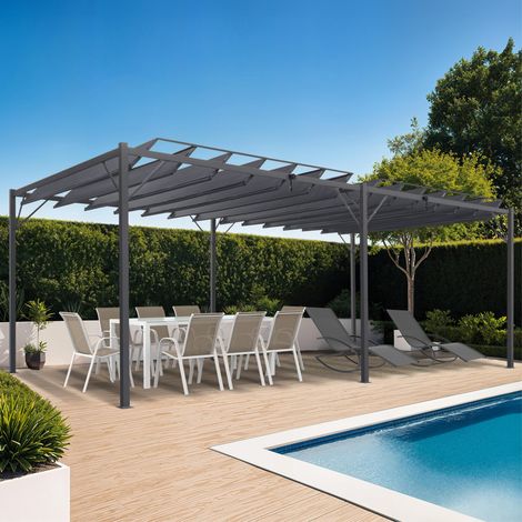Pérgola con lamas orientables 3x6 M gris antracita (1/5)