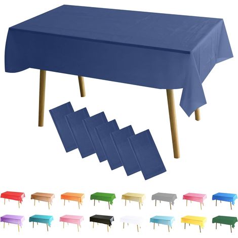6 Packs Bleu Marine Nappes,137x274cm Nappe de Table Rectangulaire,Nappes Imperméables pour Fête Anniversaire,Picnic,Exterieur,Jardin,Mariage,Noël,Halloween (1/5)