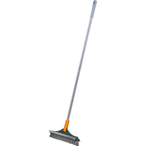 Balayette à 3 Fonctions avec Manche Longue 112 cm Rotatif 120° Brosses PVC Multilayer 1 Pièce ABS Gris-Blanc (1/5)