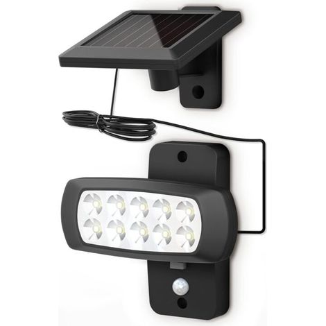 Outdoor LED solar light IP44, PIR motion detector, wall spotlight house terrace balcony black, splash-proof, cold white light 6500K