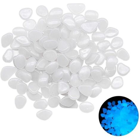 300 Pièces Lumineuses, Galets Brillants Décoratifs Galets Lumineux Cailloux Artificiels Blanc Galets Pierres pour Extérieur Jardin Aquarium Pierres Galets Lumineux qui Brillent Dans Noir(Blanc) (1/5)