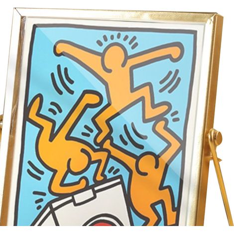 Cadre photo acrylique décoratif 14,5x19,5cm motif cartoon imperméable haute transparence, ornement acrylique CBS999J bordure métal doré (1/4)