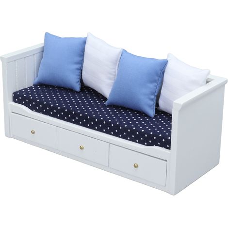 Canapé miniature en bois pour maison de poupée à l'échelle 1:12, décoration pour chambre et salon. (1/5)