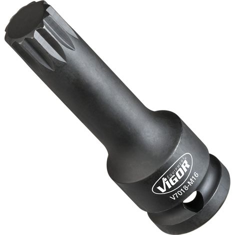 VIGOR Schlagschrauber Schraubendrehereinsatz, 1/2 (12,5 mm) Vierkant hohl, Innen Vielzahn Profil XZN, SW M16 (1/2)