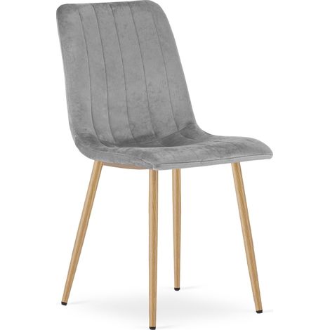 Fauteuil Lava - velours gris clair / pieds couleur bois x 1 (1/5)