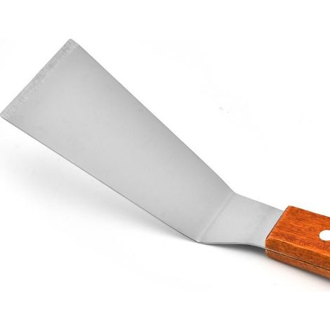 Lot de 2 spatules métalliques en acier inoxydable pour plaques de cuisson, crêpes et grillades. (1/5)