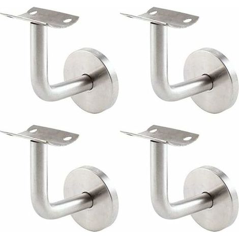 Wandmontierte Handlaufhalterungen – Edelstahlhalterungen für Treppengeländer – 4er-Set Wandhalterungen für Handläufe – Silberfarben (1/5)