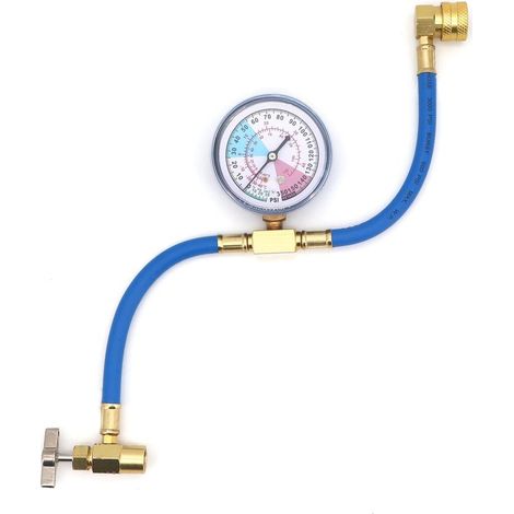R134A Tuyau de Recharge de Réfrigérant avec Adaptateur de Jauge, 1/2 Filetage Kit de jauge de Tuyau de Mesure de Recharge de réfrigérant de climatisation Automatique de Voiture (1/5)