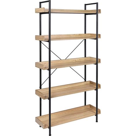 WOLTU Standregal mit 5 Ablagen 91x30x173cm Eiche Hell