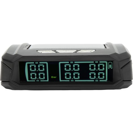 Sistema de control de la presión de los neumáticos alimentado por energía solar, apto para camiones ligeros y autocaravanas, equipado con 6 sensores y una pantalla LCD.