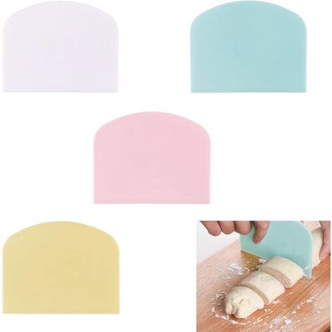 4 spatules à pâte en silicone, spatules multi-usages pour couper la pâte, racler le beurre et étaler la confiture (blanche, bleu clair, rouge, jaune) (1/5)