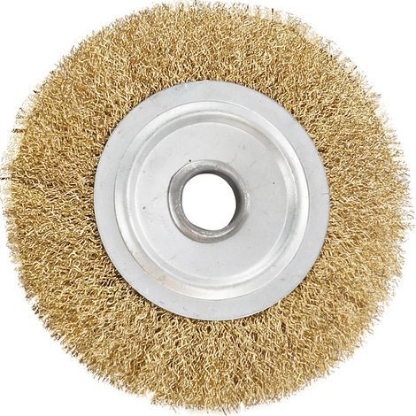 Round wire brush with spool hole, soft or hard steel wire, 125 x 16 mm steel wire wheel, 0.3 mm thick wire (1/5)