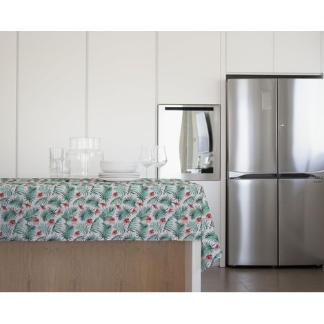 Gemitex Tovaglia Tradition, Felpata, Cerata, Impermeabile e Antimacchia, Decoro 4145 Orchidea Jungle, Ideale x Tavoli Rettangolari da 6/8 persone, 140 x 180 cm MADE IN ITALY, Rifinita con tagliacuci