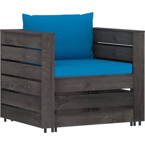 Maison Exclusive - Set Salotto da Giardino 2pz con Cuscini Legno Impregnato Grigio (1/5)