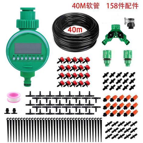 40 m langes Bewässerungssystem-Set mit Einzelschlauch, mit Timer, einstellbarer Düse, automatischem Mikro-Tropf-Bewässerungssystem für Garten, Terrasse, Gewächshaus, Rasenpflanzen.