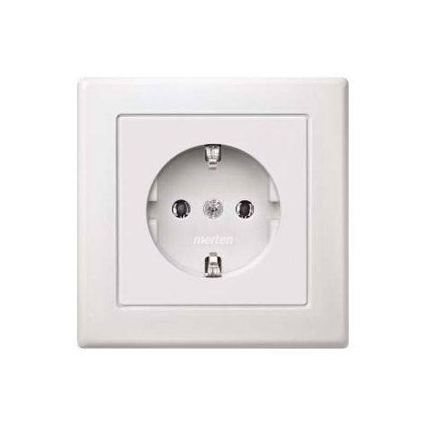 MERTEN M-SMART PRISE DE COURANT SCHUKO AVEC PLAQUE DE COMMANDE COMPLÈTE ET BORNES À FICHE, BLANC POLAIRE, MEG23011619