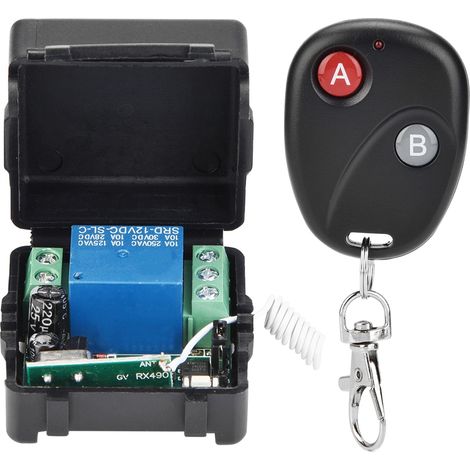 Système de télécommande sans fil RF 433 MHz avec relais, récepteur et émetteur, deux télécommandes (1/5)
