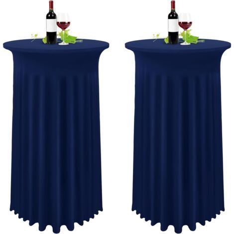 Set mit 2 dunkelblauen Stehtischdecken, 80 x 110 cm, marineblaue Tischdecke mit Faltenrock (1/5)