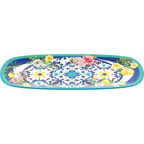 GUZZINI Vassoio Rettangolare Piccolo Flower & Lemon 39,5 x 16,5 x 2,5 Melamina Table Decor