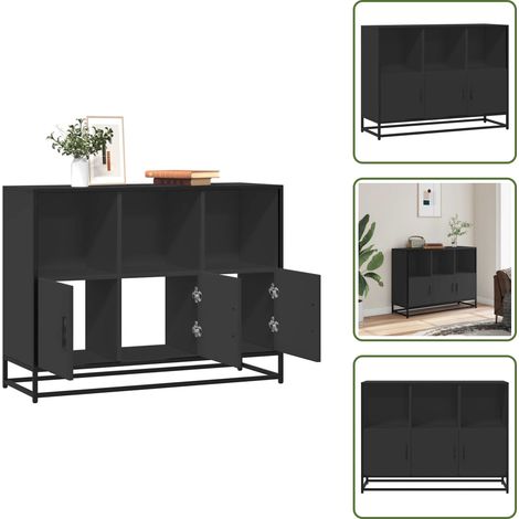 Buffet noir 100x35x76 cm bois d’ingénierie - Buffet - Buffets - Armoire De Rangement - Meuble De Rangement De Cuisine (1/5)