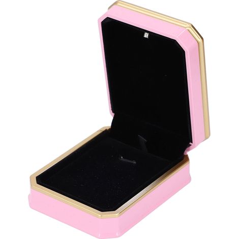 Boîte à bijoux rose avec pendentif LED, petit présentoir pour bijoux, idéale pour une demande en mariage, des fiançailles, un mariage ou la Saint-Valentin. (1/5)