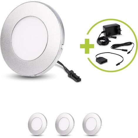 LED Spot rund 2.6W 12V 120lm IP20 Ø75x6mm Ausschnitt Ø55mm - Lichtfarbe: Neutralweiß 4000K - Anzahl: 4x (1/5)