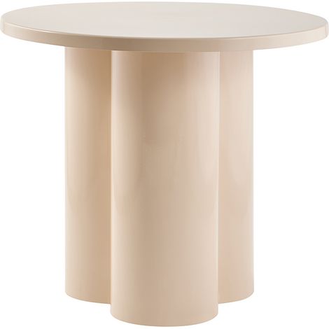Runder Couchtisch aus emailliertem Metall in Beige D59 cm AMINA (1/3)