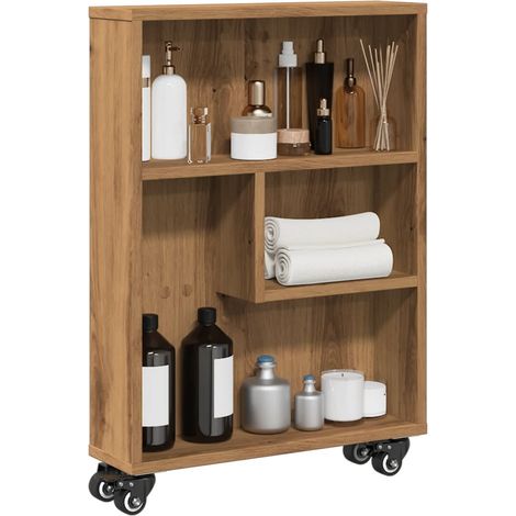 Carrito de almacenaje estrecho madera roble artisian 48x13x68cm vidaXL (1/5)