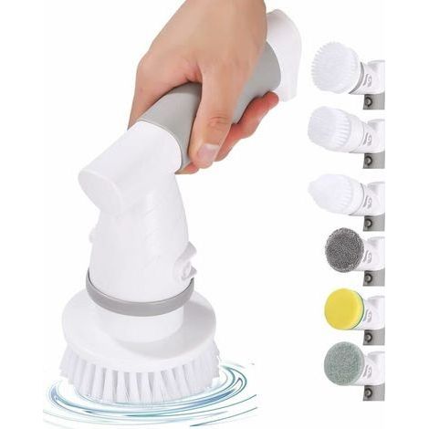 Brosse de Nettoyage Électrique Portatives, Brosse Electrique Nettoyage Salle Rechargeable, Brosse Remplaçables, pour Nettoyage du Carrelage (1/5)