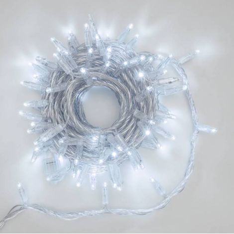 Guirlande lumineuse 10M extensible 96 LED Blanc froid 8 programmes cable transparent 24V Lotti