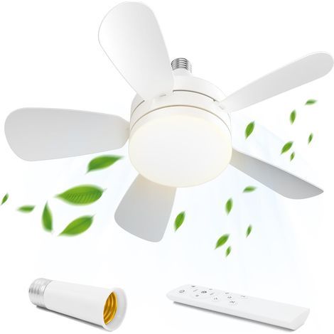 Ventilateur de plafond avec éclairage intégré, lampe de plafond avec douille E27, 3 vitesses réglables pour chambre et salon (1/5)