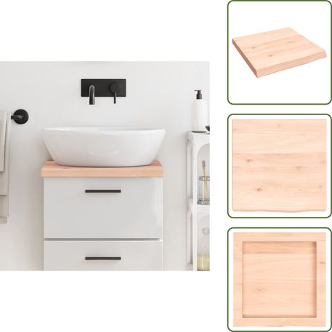 The Living Store Waschtischplatte 40x40x(2-4) cm Massivholz Unbehandelt - Eiche Platte - Holz Waschttischplatte - Badrenovierung - Waschbeckenplatte - Handgefertigte Möbel (1/5)