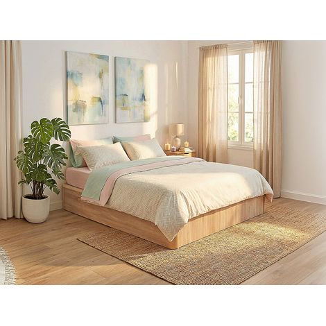 Sommier coffre 140 x 190 cm avec bois massif - Naturel clair - TALISO de YSMÉE