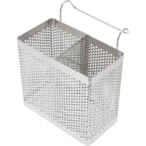 13x7x12.5cm Ustensiles de Cuisine Porte- en Acier Inoxydable 2 Compartiments Couverts Étendoir Panier Vaisselle Égouttoir Organisateur avec Crochet pour Restaurant Maison (1/4)