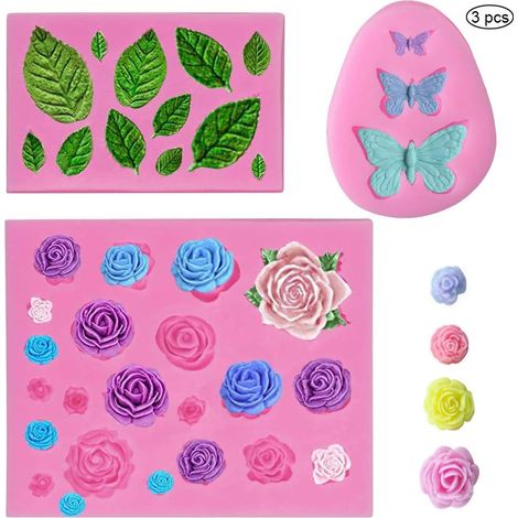 Silicone Cake Molds for Fondant 3D Flower Leaf Butterflies Baking Mold Pastry Tools DIY Candy Muffin Jelly Chocolate Molds 3pcs (1/5)