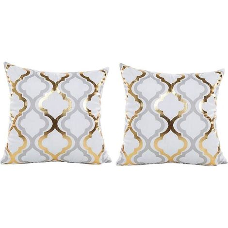 Taies d'Oreiller à Imprimé Or et Argent 45x45cm, Lin Rétro et Vintage pour Canapé et Lit Lot de 2 (1/4)