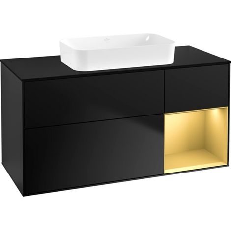 V&B Waschtischunterschrank Finion 120x60 cm, Reg re gol m, bla m lacquer (1/2)