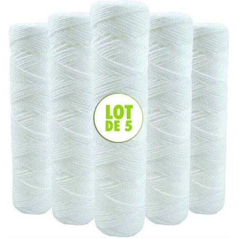 Cartouches filtrantes anti-sédiments 10 pouces – Lot de 5, en polypropylène bobiné, compatibles avec filtres standard