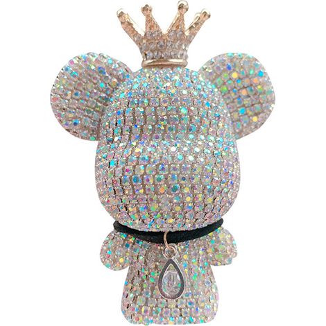 GARRYFIZH Désodorisant de voiture pour décoration de grille d'aération, ours en strass scintillant, avec clip et comprimés d'aromathérapie, accessoires de suspension intérieurs