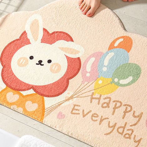 Tapis de sol antidérapant pour salle de bain, chambre, entrée de toilette, 40x60cm, motif lapin ballon, absorbant, simple et polyvalent (1/3)
