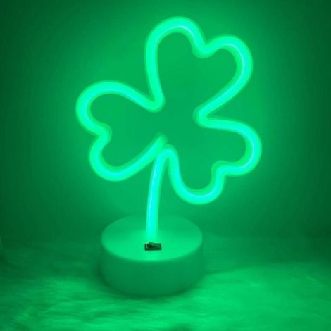 Enseignes lumineuses néon Trèfle porte-bonheur Trèfle vert Veilleuse néon Trèfle alimentée par USB et piles (1/5)