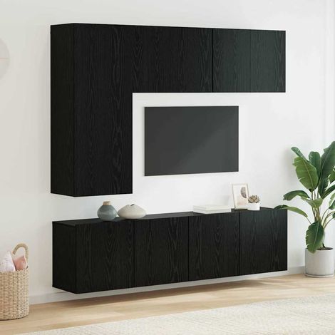 TV-Wandmöbel 5 Stück Schwarz Eichen-Optik Holzwerkstoff