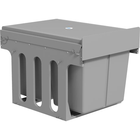 Poubelle extraible sous évier 3 conteneurs 31L (15L+8Lx2) fixation inférieure gris clair