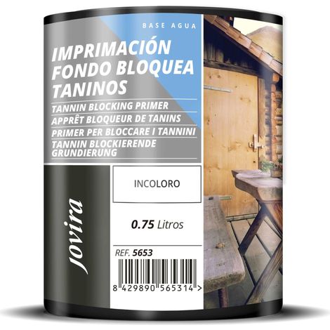 JOVIRA PINTURAS Primer bloccante al tannino, incolore a base d'acqua. Appositamente formulato per bloccare le macchie prodotte dai tannini sul legno. (750 Millilitri, Incolore) (1/3)