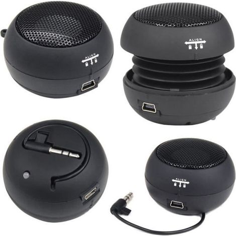 Mini Haut-Parleur Portable - Basse Extensible - Autonomie 6 H - Connexion Filaire - 1 Pièce (1/4)
