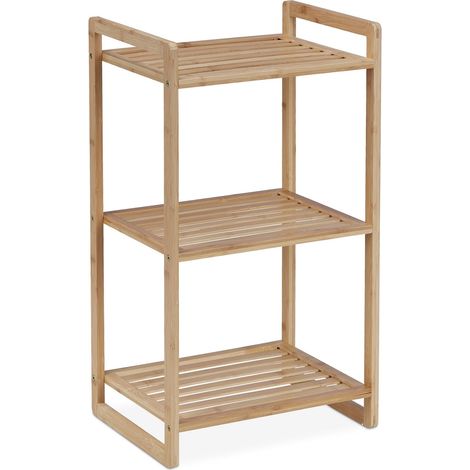 Scaffale multiuso basso a 3 livelli portaoggetti bagno cucina 90 x 30 x 90 cm in bambù naturale 130011991