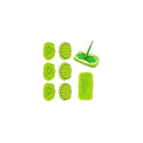 Tampons Humides en Chenille Réutilisables,Compatibles avec Recharges pour Balai Swiffer Wet Jet Mop Amovibles et lavables en Serpillères Chiffons pour Utilisation Humide et sèche Vert 6 CPS (1/5)